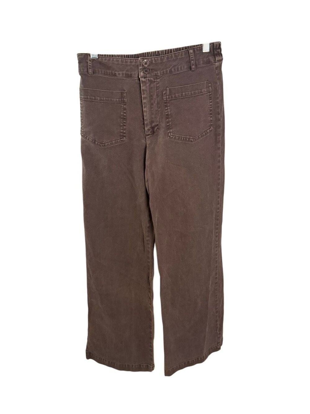 YOUNG FABULOUS AND BROKE Wide Leg Mocha Color Pants With Patch Pockets